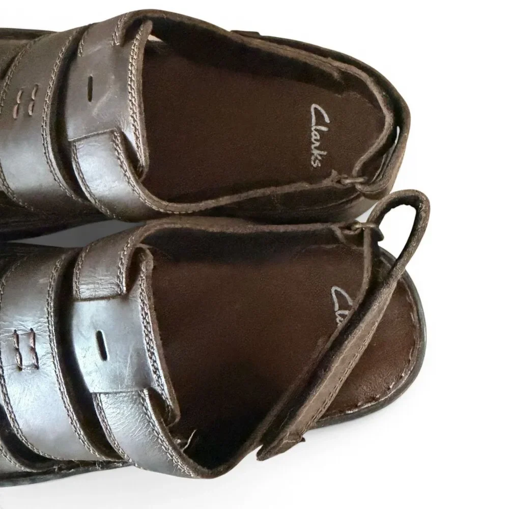 Clarks Swing Sky Mens 11M Brown Leather Fisherman Sandals Comfort 26068017